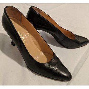 Chantal Black Leather Heels